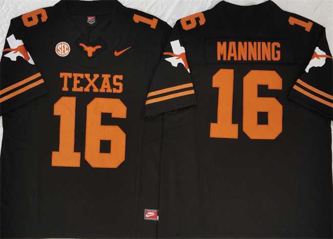 Mens Texas Longhorns #16 Peyton Manning Black F.U.S.E Stitched Jersey